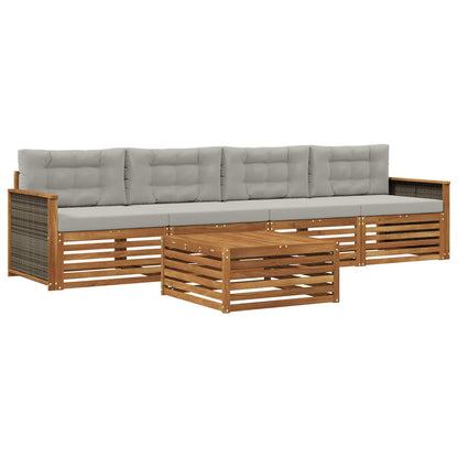 Set di divani da esterno 5 pcs Naturale e Grigio Chiaro | homemem39