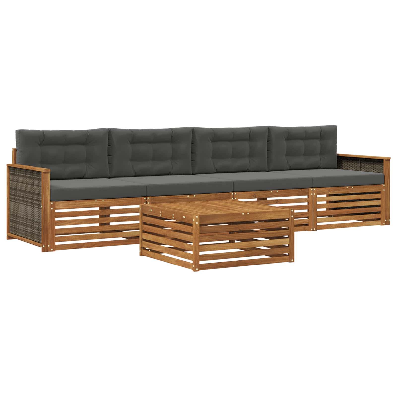 Set di divani da esterno con cuscino 5 pcs Naturale e Antracite | homemem39