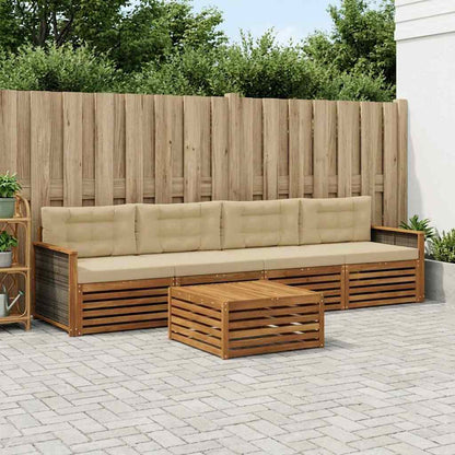 Set di divani da esterno con cuscino 5 pcs Naturale e Beige | homemem39