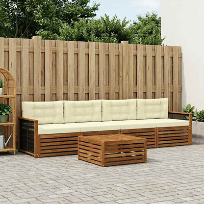 Set di divani da esterno con cuscino 5 pcs Naturale e Crema | homemem39