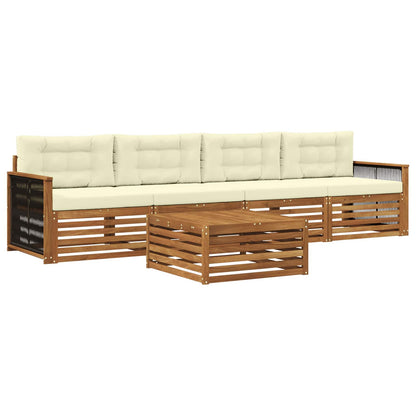 Set di divani da esterno con cuscino 5 pcs Naturale e Crema | homemem39