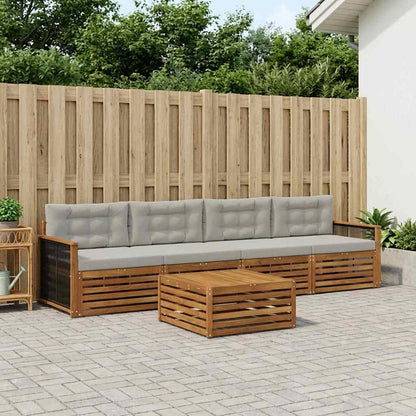 Set di divani da esterno 5 pcs Naturale e Grigio Chiaro | homemem39