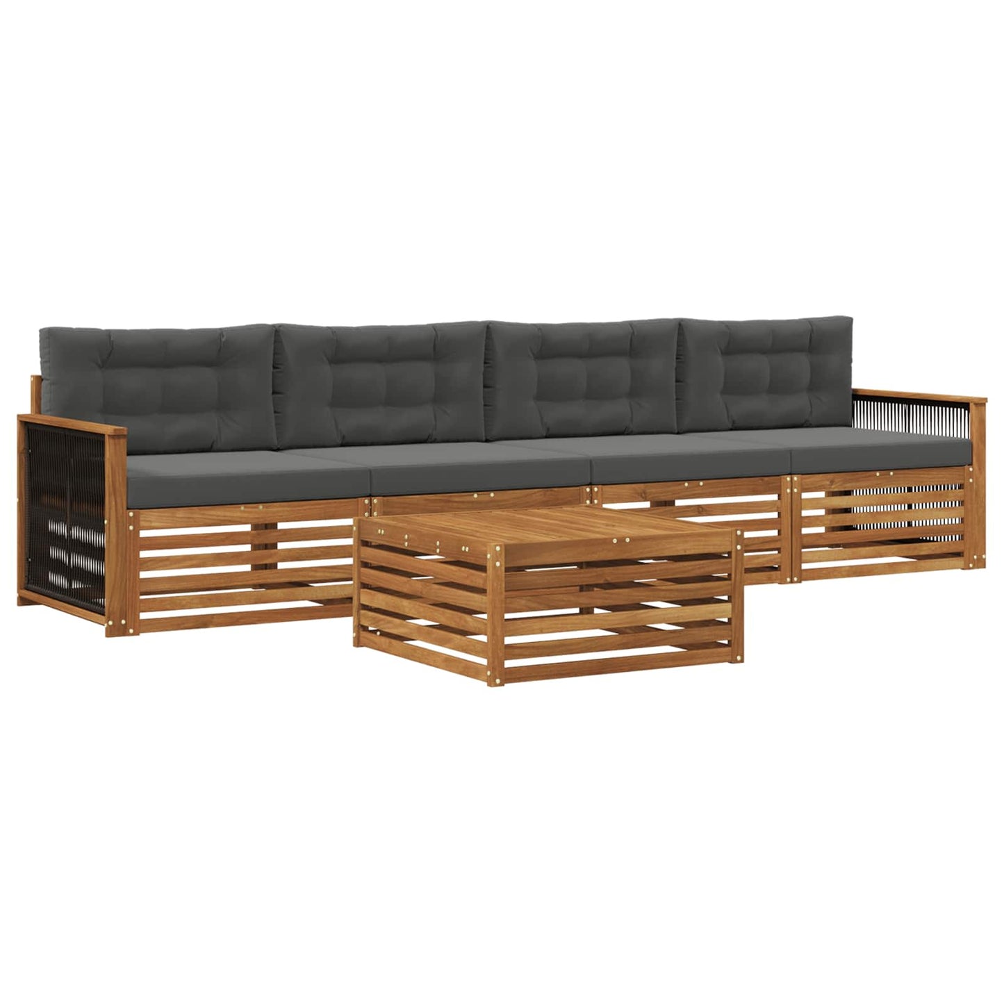 Set di divani da esterno con cuscino 5 pcs Naturale e Antracite | homemem39