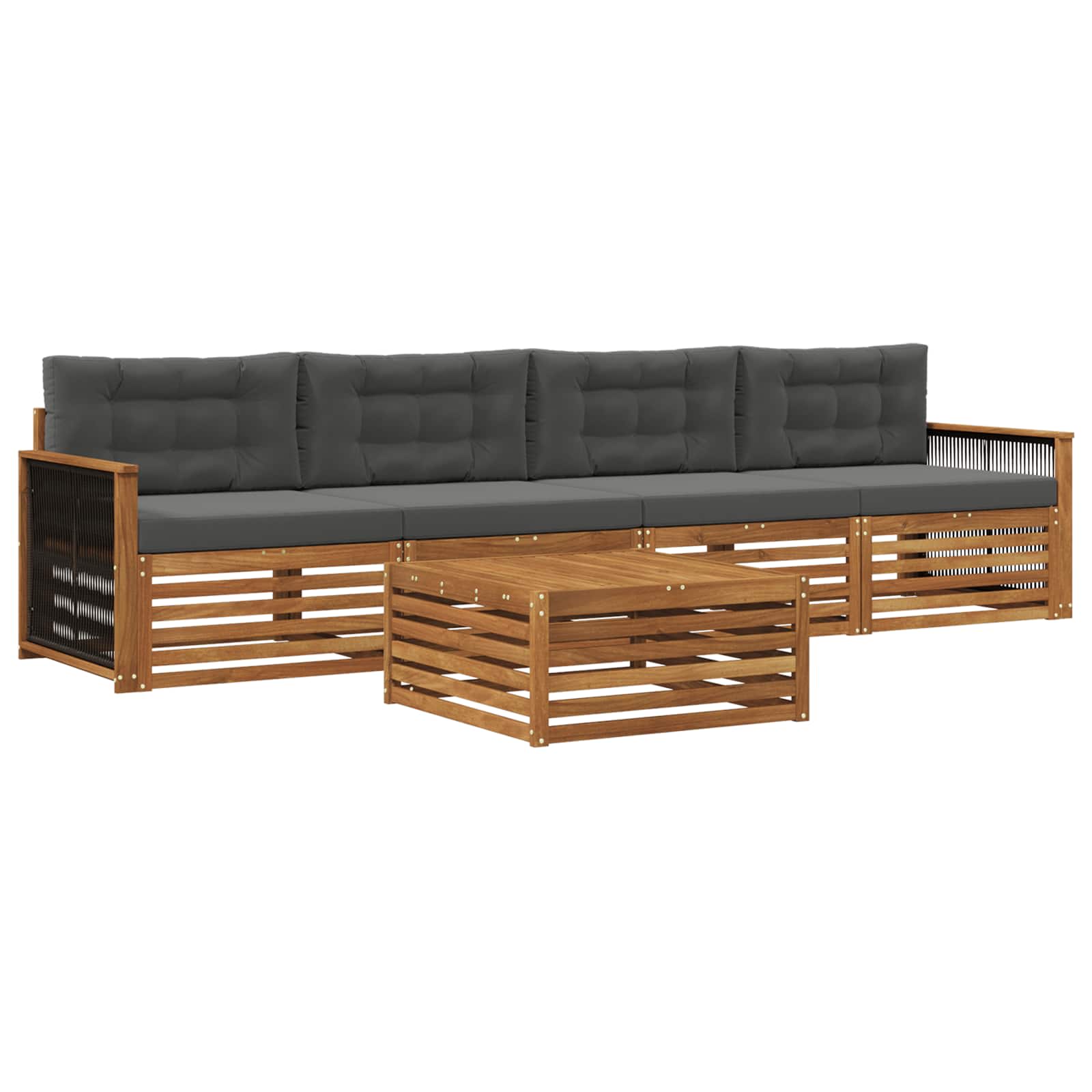 Set di divani da esterno con cuscino 5 pcs Naturale e Antracite | homemem39