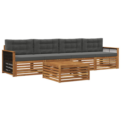 Set di divani da esterno con cuscino 5 pcs Naturale e Antracite | homemem39
