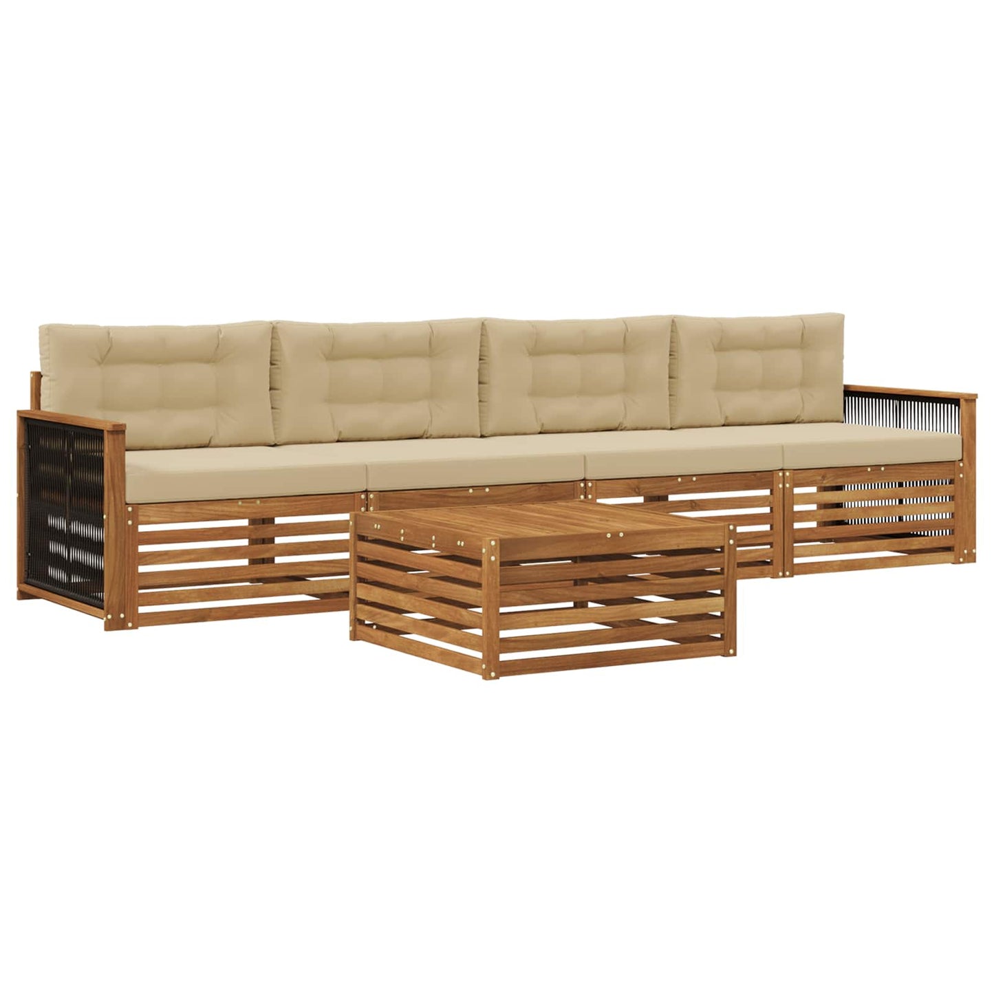 Set di divani da esterno con cuscino 5 pcs Naturale e Beige