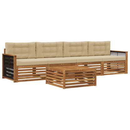 Set di divani da esterno con cuscino 5 pcs Naturale e Beige