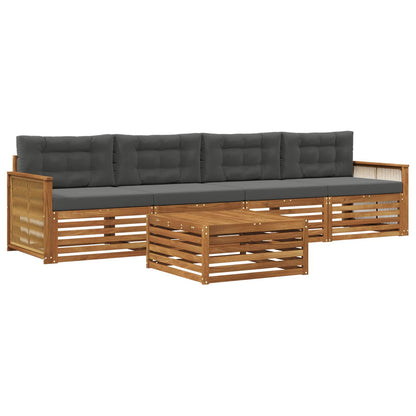 Set di divani da esterno con cuscino 5 pcs Naturale e Antracite | homemem39
