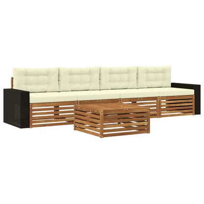 Set di divani da esterno con cuscino 5 pcs Naturale e Crema | homemem39