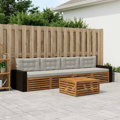 Set di divani da esterno 5 pcs Naturale e Grigio Chiaro | homemem39