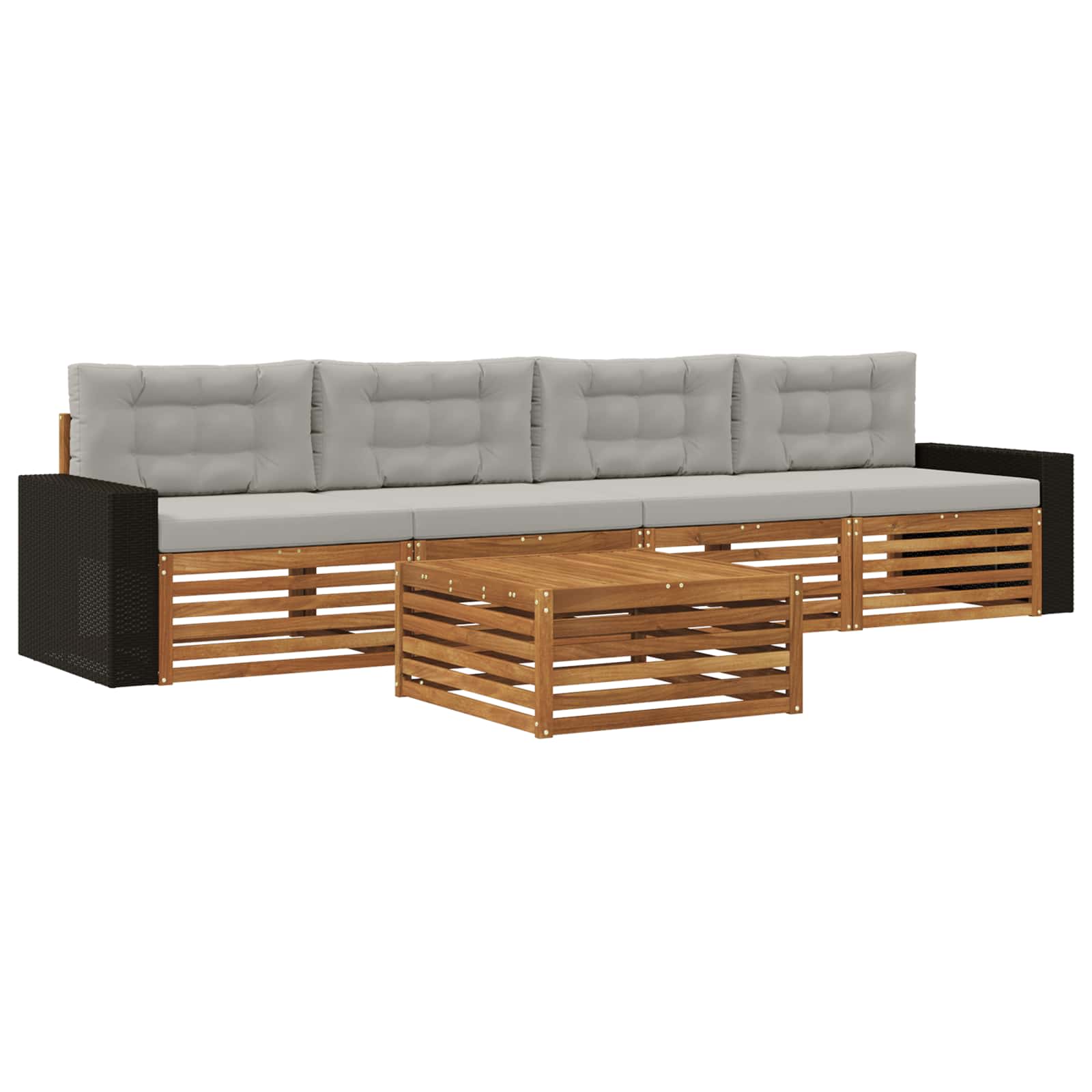 Set di divani da esterno 5 pcs Naturale e Grigio Chiaro | homemem39