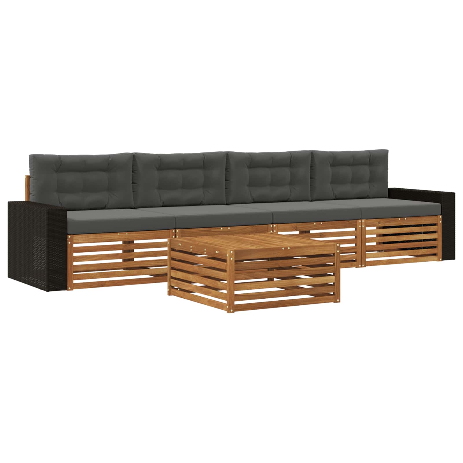 Set di divani da esterno con cuscino 5 pcs Naturale e Antracite | homemem39