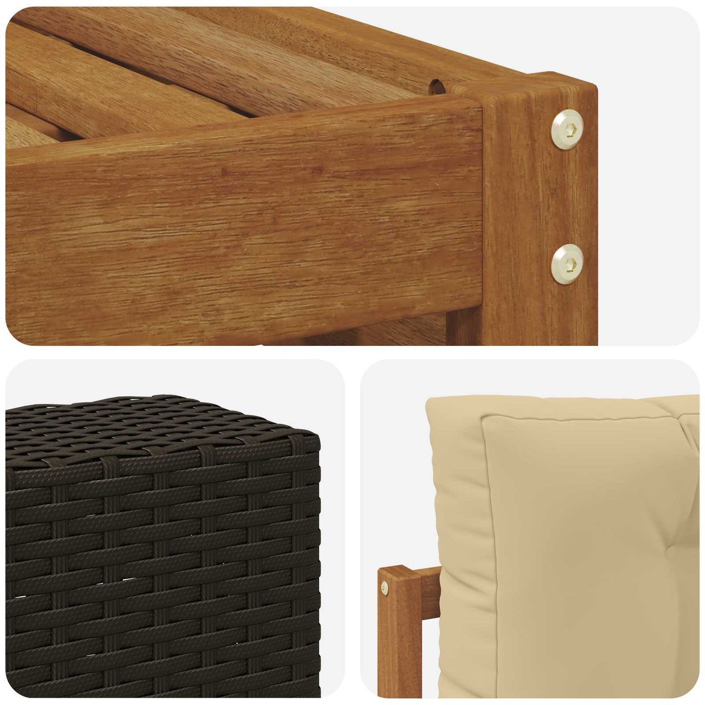 Set di divani da esterno con cuscino 5 pcs Naturale e Beige | homemem39