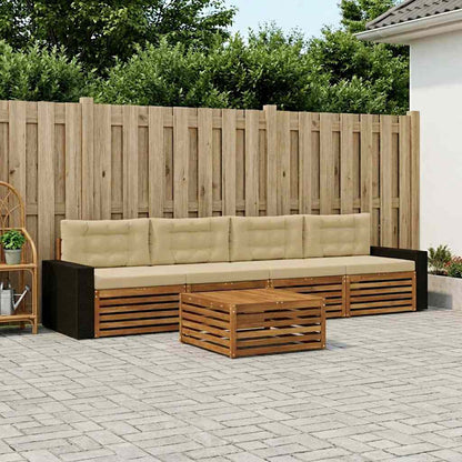 Set di divani da esterno con cuscino 5 pcs Naturale e Beige | homemem39
