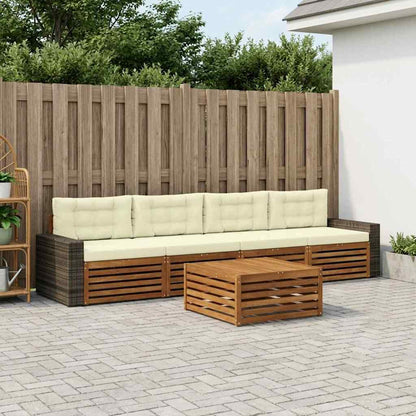 Set di divani da esterno con cuscino 5 pcs Naturale e Crema | homemem39