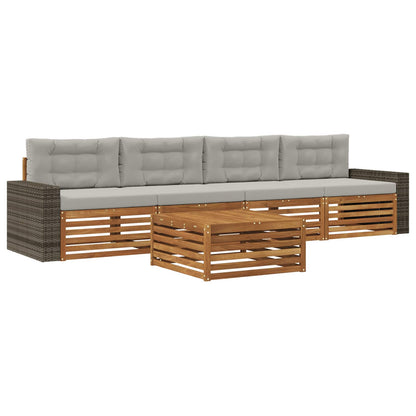 Set di divani da esterno 5 pcs Naturale e Grigio Chiaro | homemem39