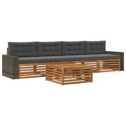 Set di divani da esterno con cuscino 5 pcs Naturale e Antracite | homemem39