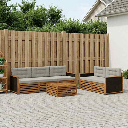 Set di divani da esterno 6 pcs Naturale e Grigio Chiaro