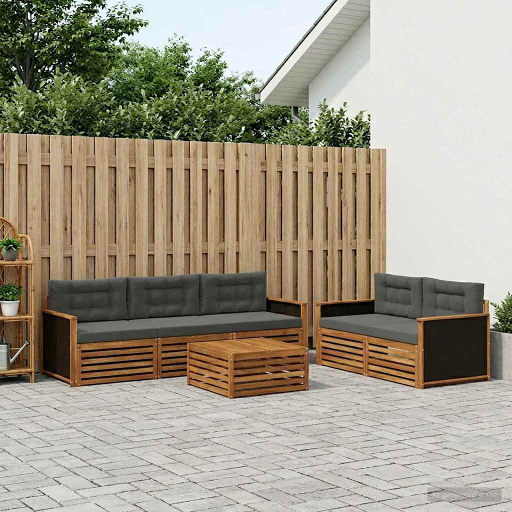 Set di divani da esterno 6 pcs Naturale e Antracite