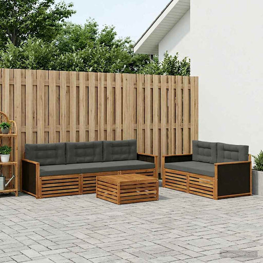 Set di divani da esterno 6 pcs Naturale e Antracite