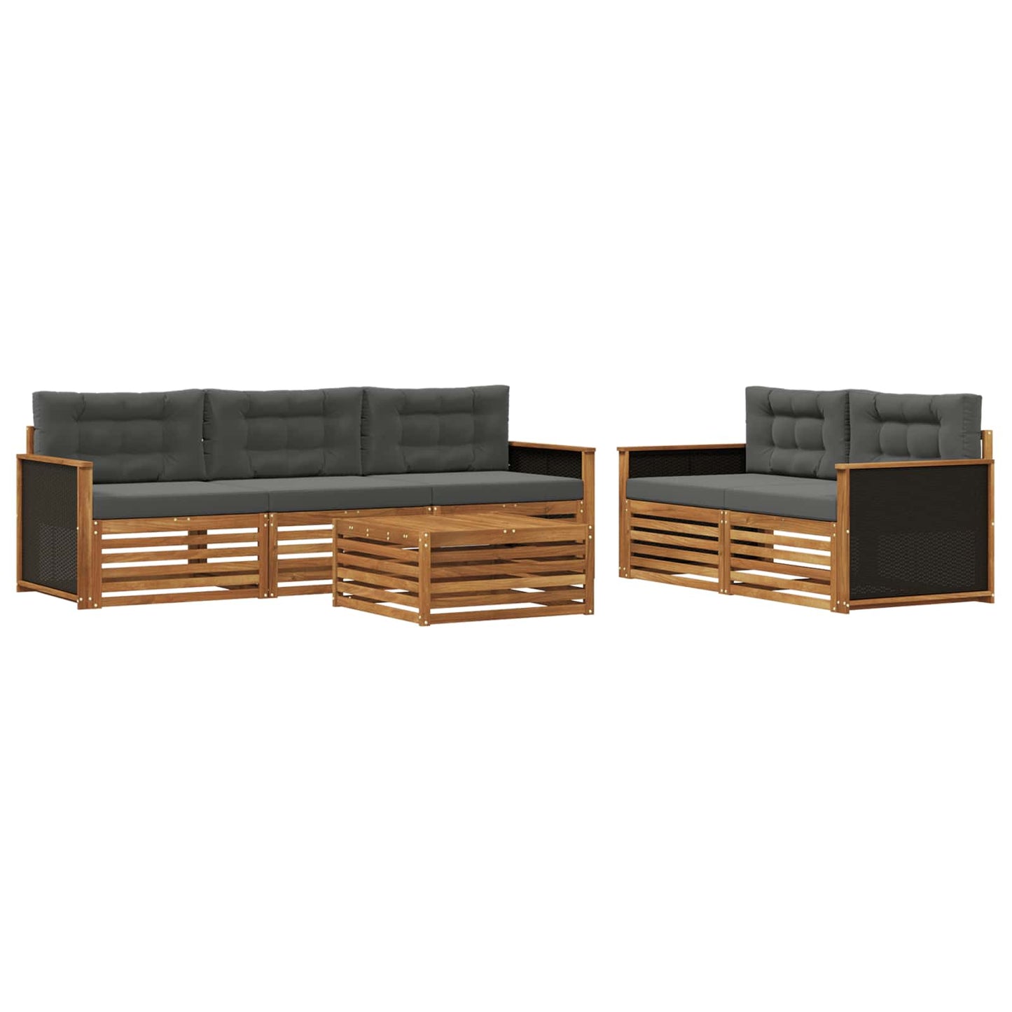 Set di divani da esterno 6 pcs Naturale e Antracite | homemem39