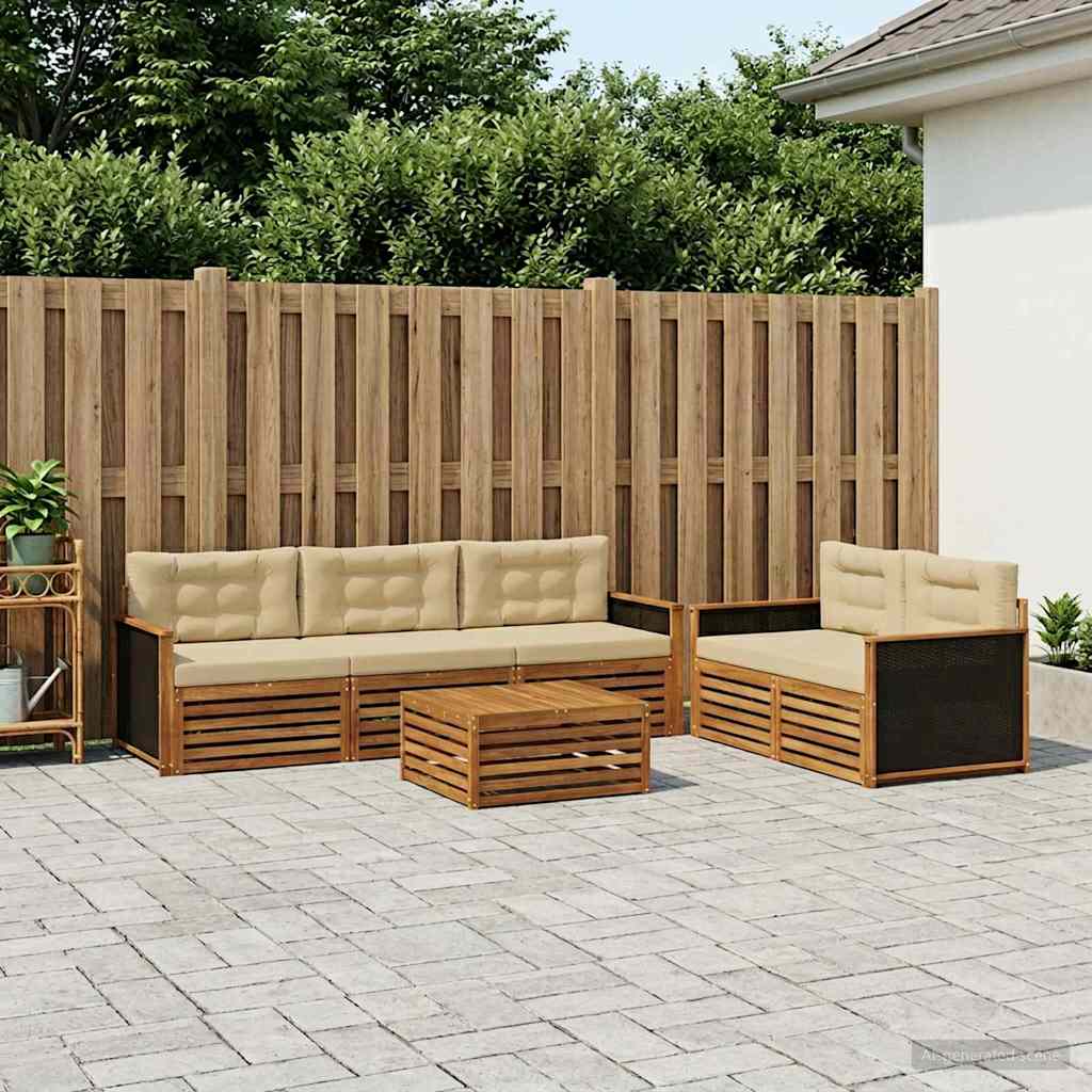 Set di divani da esterno 6 pcs Naturale e Beige