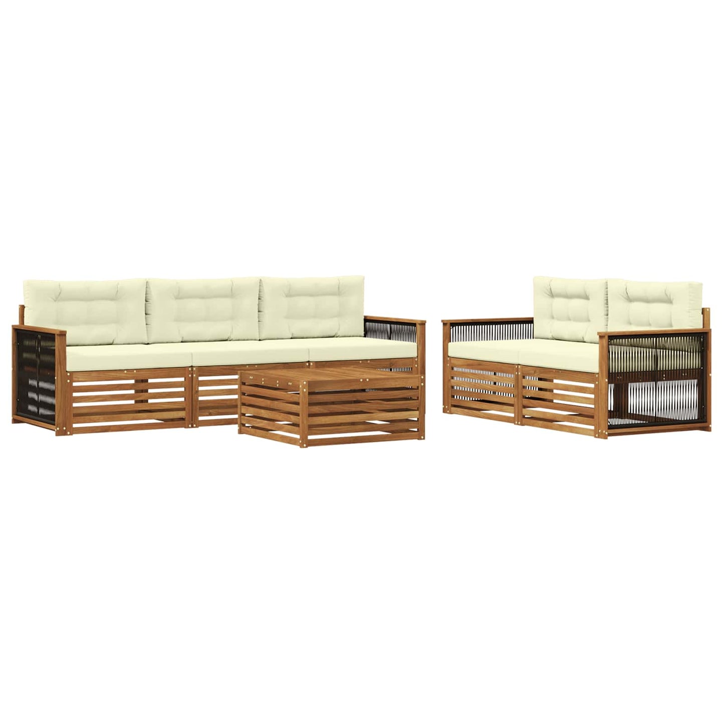 Set di divani da esterno con cuscino 6 pcs Naturale e Crema | homemem39