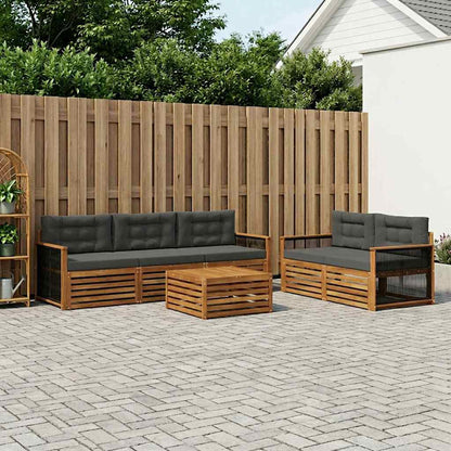 Set di divani da esterno con cuscino 6 pcs Naturale e Antracite