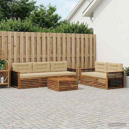 Set di divani da esterno con cuscino 6 pcs Naturale e Beige