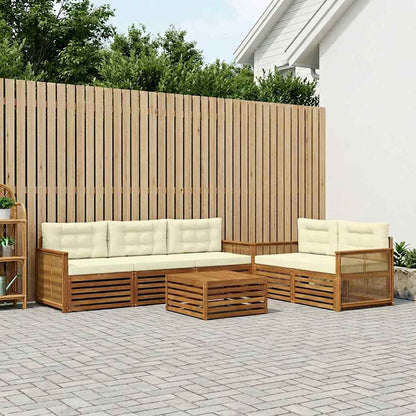 Set di divani da esterno con cuscino 6 pcs Naturale e Crema | homemem39