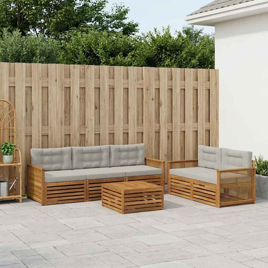 Set di divani da esterno 6 pcs Naturale e Grigio Chiaro | homemem39