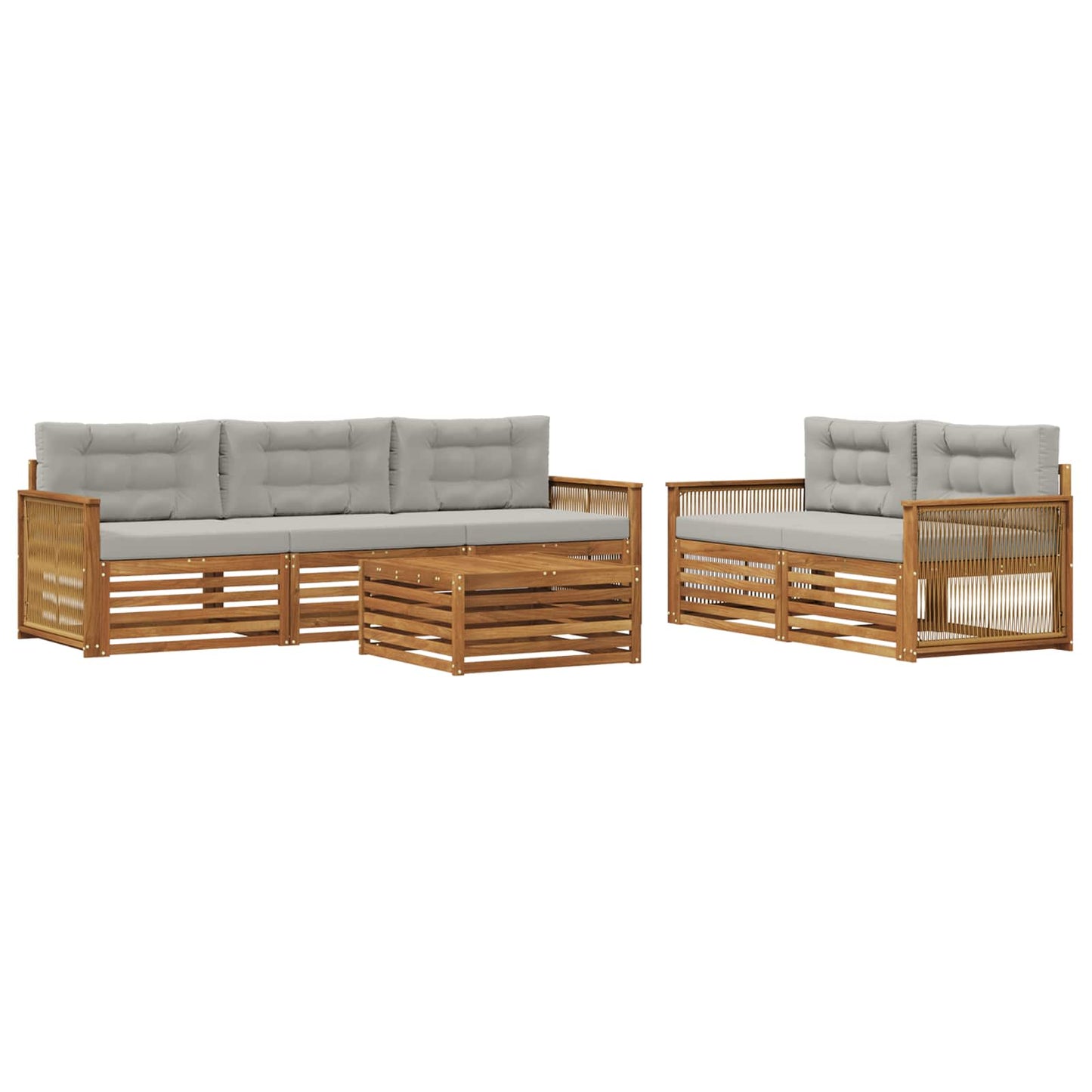 Set di divani da esterno 6 pcs Naturale e Grigio Chiaro | homemem39