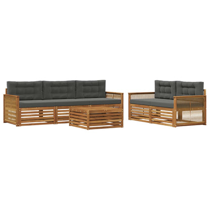 Set di divani da esterno con cuscino 6 pcs Naturale e Antracite