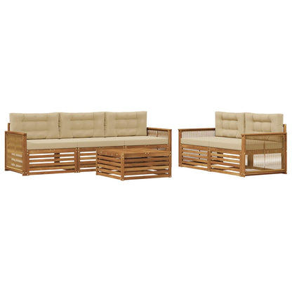 Set di divani da esterno con cuscino 6 pcs Naturale e Beige