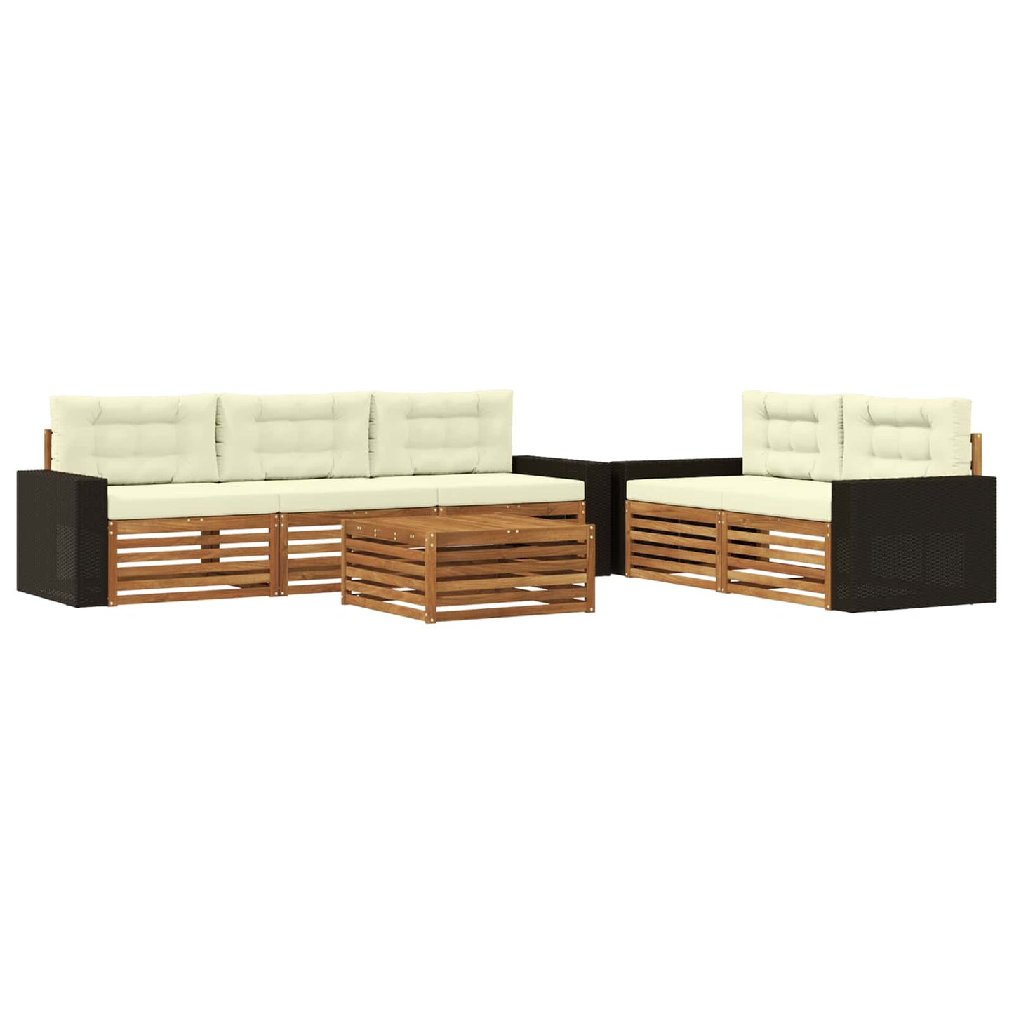 Set di divani da esterno 6 pcs Naturale e Crema