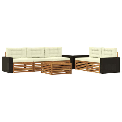 Set di divani da esterno 6 pcs Naturale e Crema