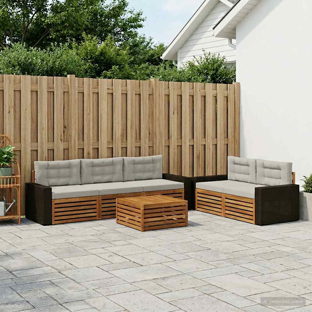 Set di divani da esterno 6 pcs Naturale e Grigio Chiaro | homemem39