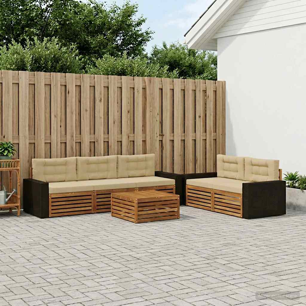 Set di divani da esterno 6 pcs Naturale e Beige