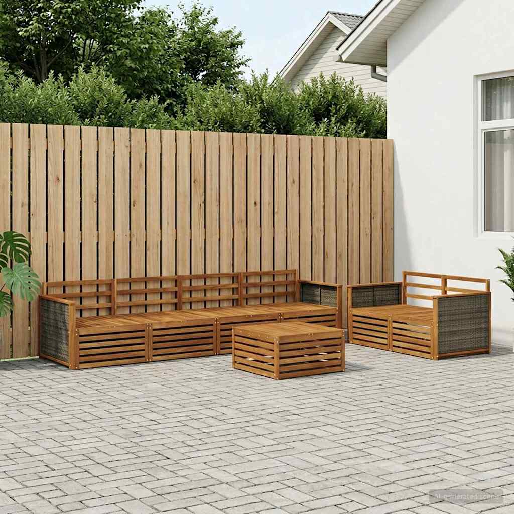 Set di divani da esterno 7 pcs Naturale