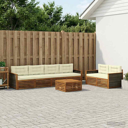 Set di divani da esterno con cuscino 7 pcs Naturale e Crema
