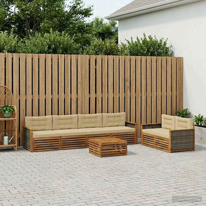 Set di divani da esterno con cuscino 7 pcs Naturale e Beige
