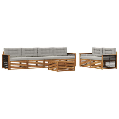 Set di divani da esterno 7 pcs Naturale e Grigio Chiaro