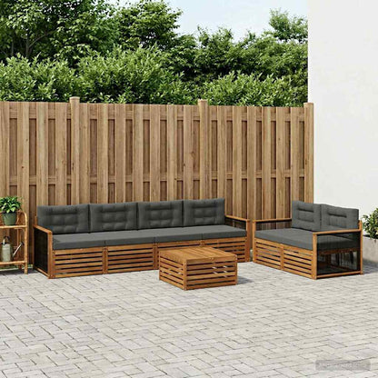 Set di divani da esterno con cuscino 7 pcs Naturale e Antracite