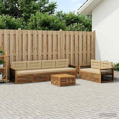 Set di divani da esterno con cuscino 7 pcs Naturale e Beige