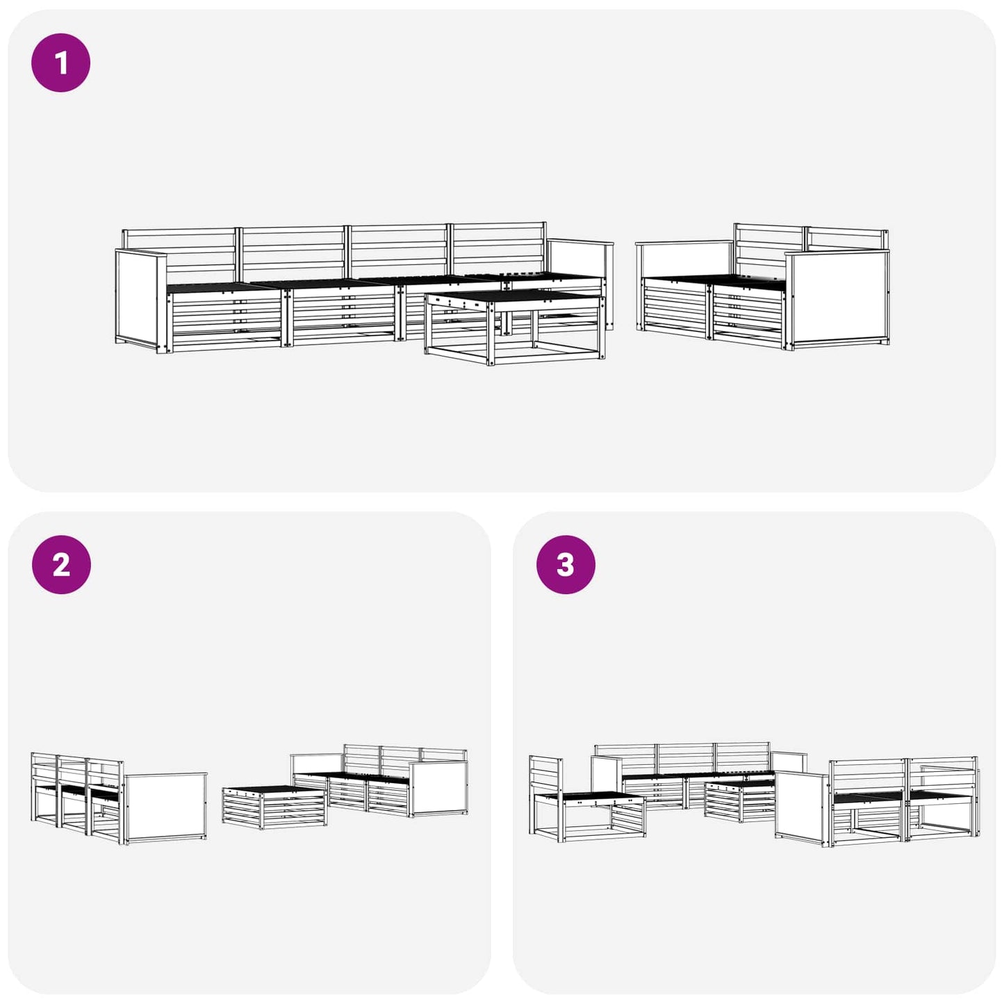 Set di divani da esterno 7 pcs Naturale