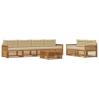 Set di divani da esterno con cuscino 7 pcs Naturale e Beige