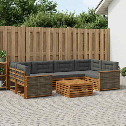 Set di divani da esterno con cuscino 7 pcs Naturale e Antracite