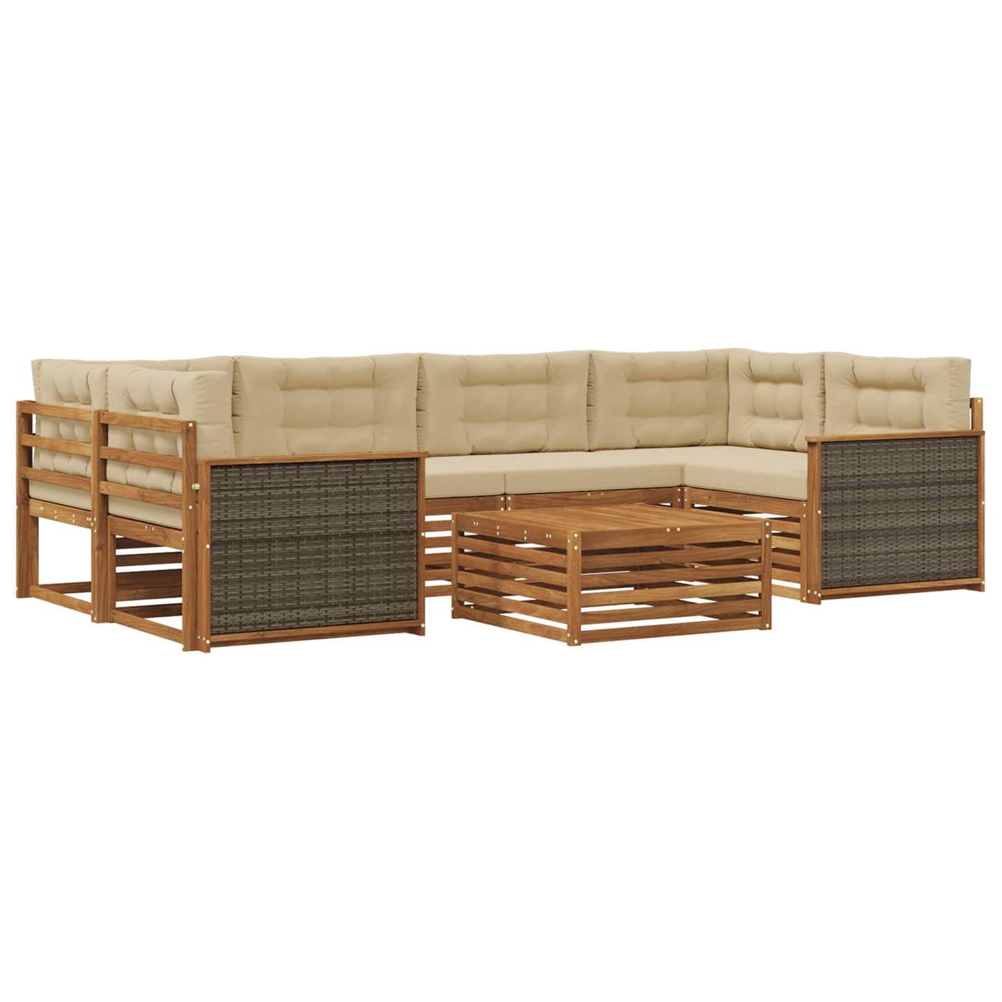 Set di divani da esterno con cuscino 7 pcs Naturale e Beige