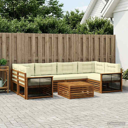 Set di divani da esterno con cuscino 7 pcs Naturale e Crema