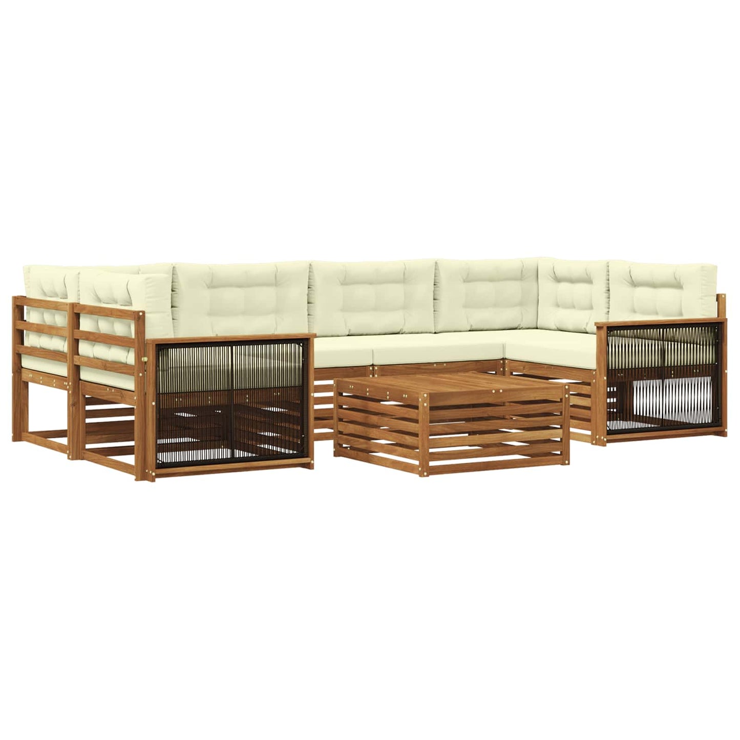 Set di divani da esterno con cuscino 7 pcs Naturale e Crema
